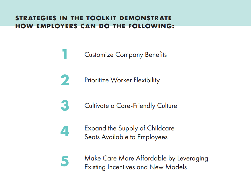 Strategies in the toolkit demonstrate how employers can do these 5 things.