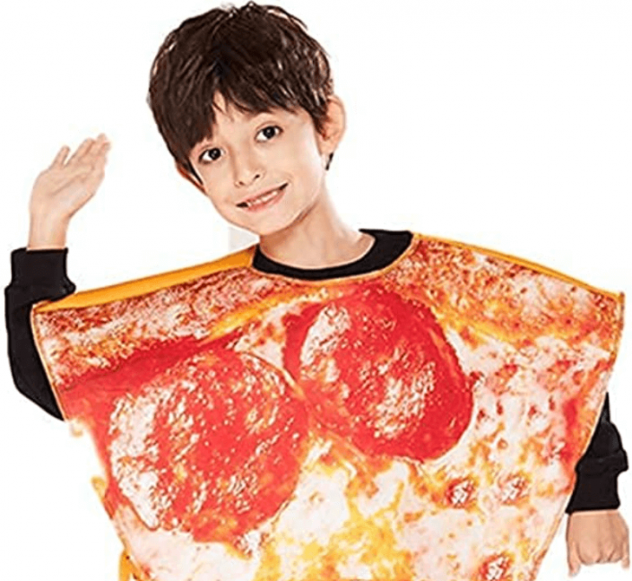 Kinder Pizza Slice Kostüm Oberteil – Für Jungen & Mädchen 8-10 Jahre – Lustiges Faschings- Oder Halloween-Kostüm