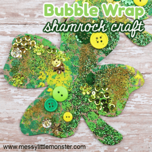 Bubble Wrap Shamrock Craft - Source: messylittlemonster