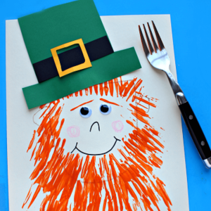 Leprechaun Craft with a Fork Print Beard - Source: Crafty Morning